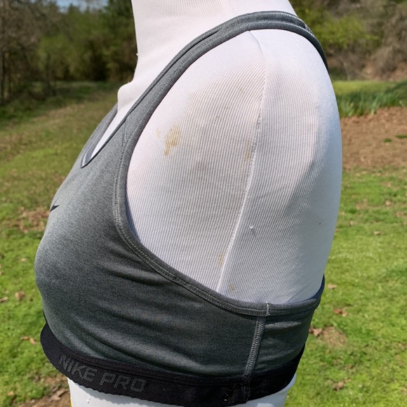 NIKE PRO Dark Grey & Black Sports Bra DRI-FIT Size Medium - Picture 5 of 12